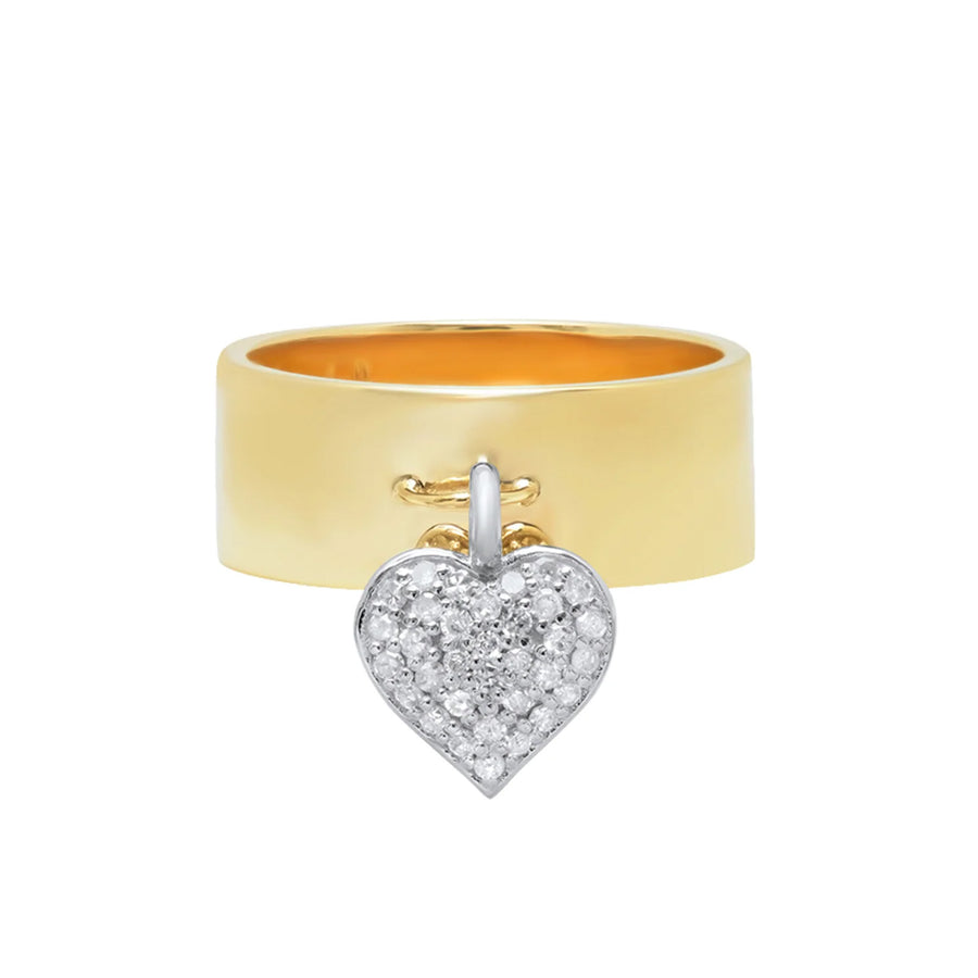 Nancy Newberg Double Sided Heart Charm Cigar Band Ring - Broken English Jewelry front view