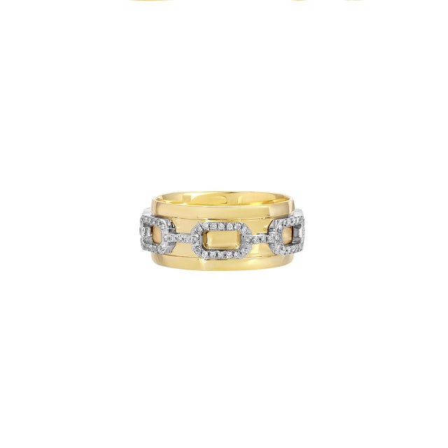 Nancy Newberg Pave Diamond Chain Links Cigar Band - Rings - Broken English Jewelry