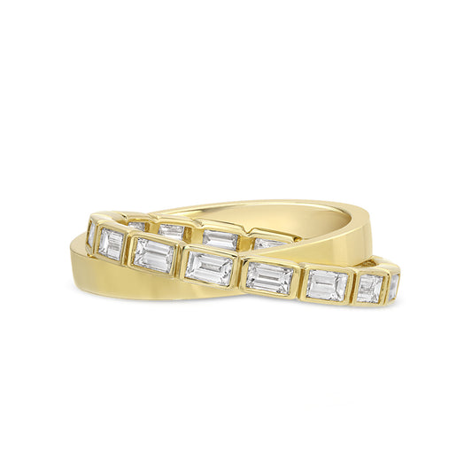 Emerald Cut Diamond Micro Bezel Set Rolling Ring - Main Img