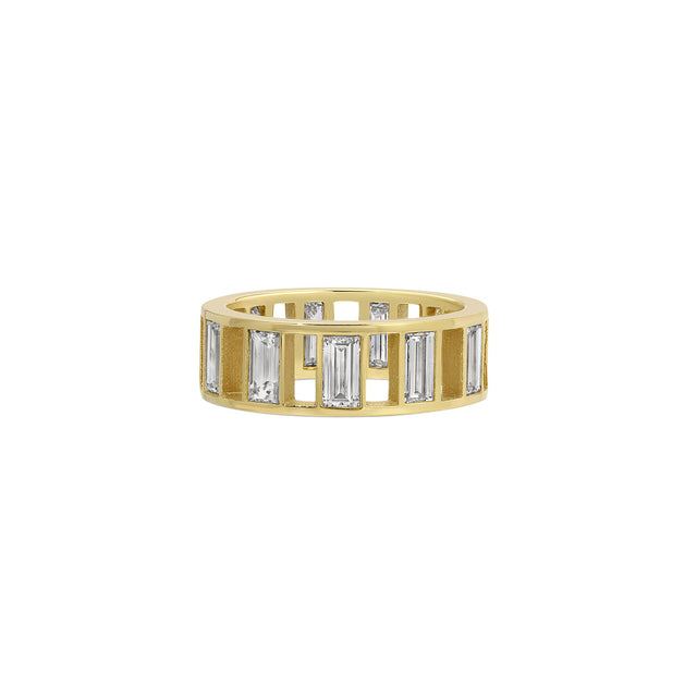Nancy Newberg Baguette Diamond Open Spaced Band - Rings - Broken English Jewelry