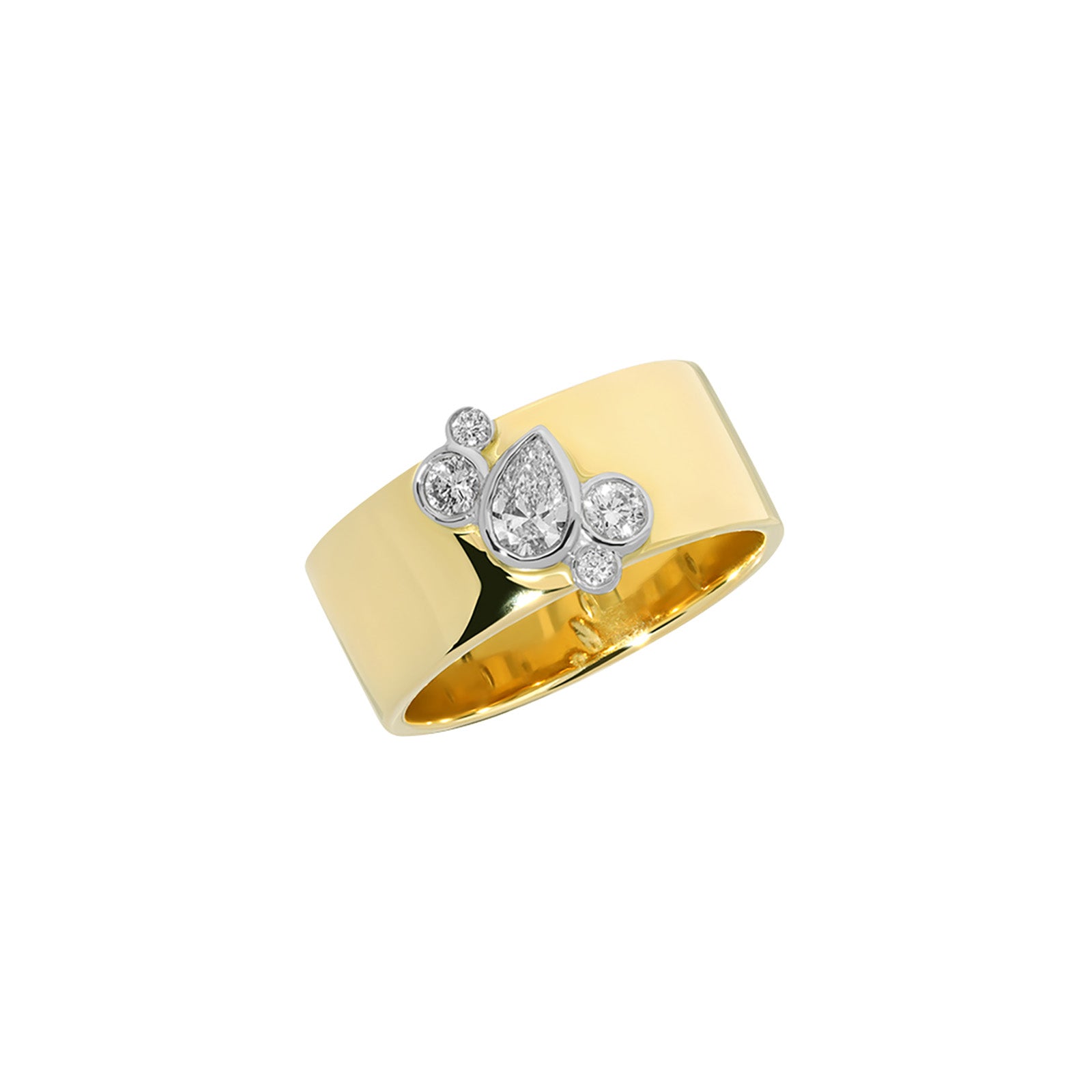 Nancy Newberg Round and Pear Diamond Cigar Ring - Rings - Broken English Jewelry