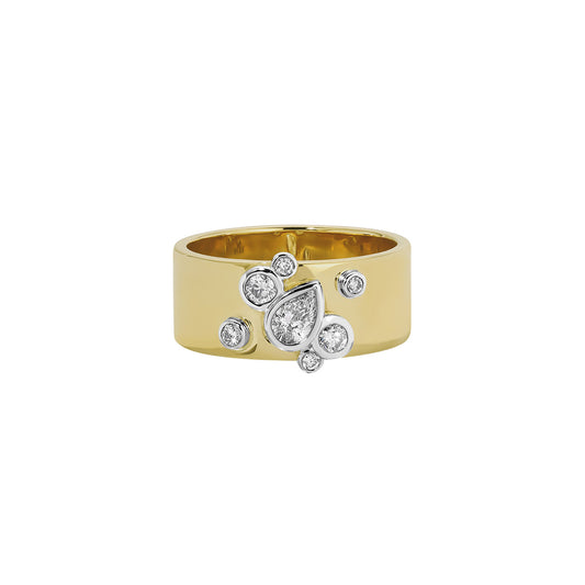 Round and Pear Diamond Cigar Ring - Main Img