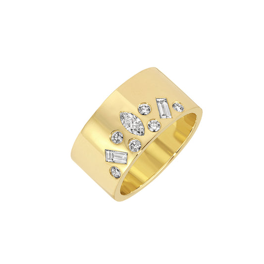 Marquise and Round and Baguette Diamond Cigar Band