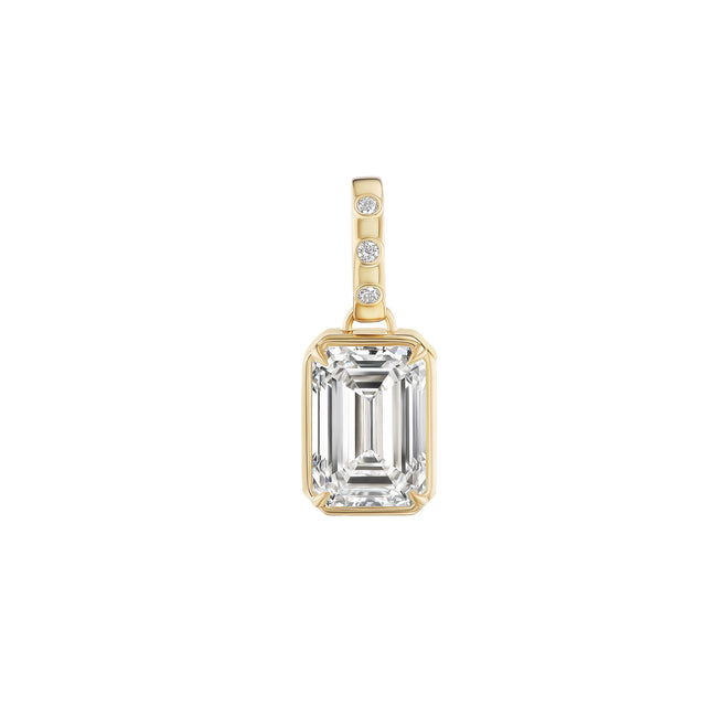 Lab Grown Diamond Emerald Bezel Charm with Pave Bail