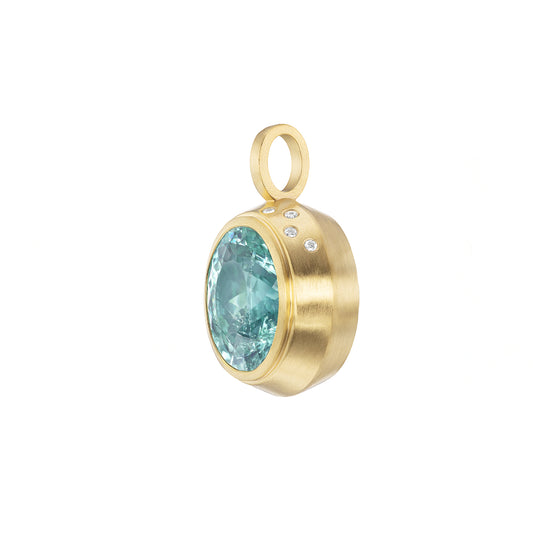 Blue Tourmaline and Diamond Pendant