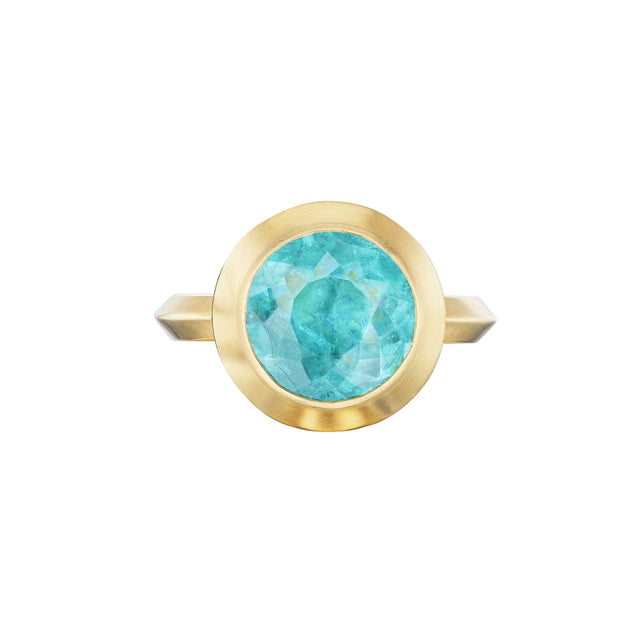 Blue Tourmaline Round Mega Ring