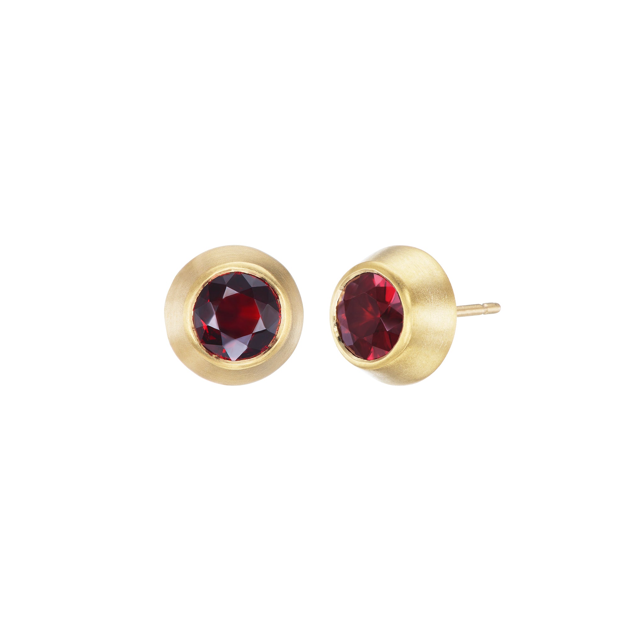 Garnet Round Stud Earrings