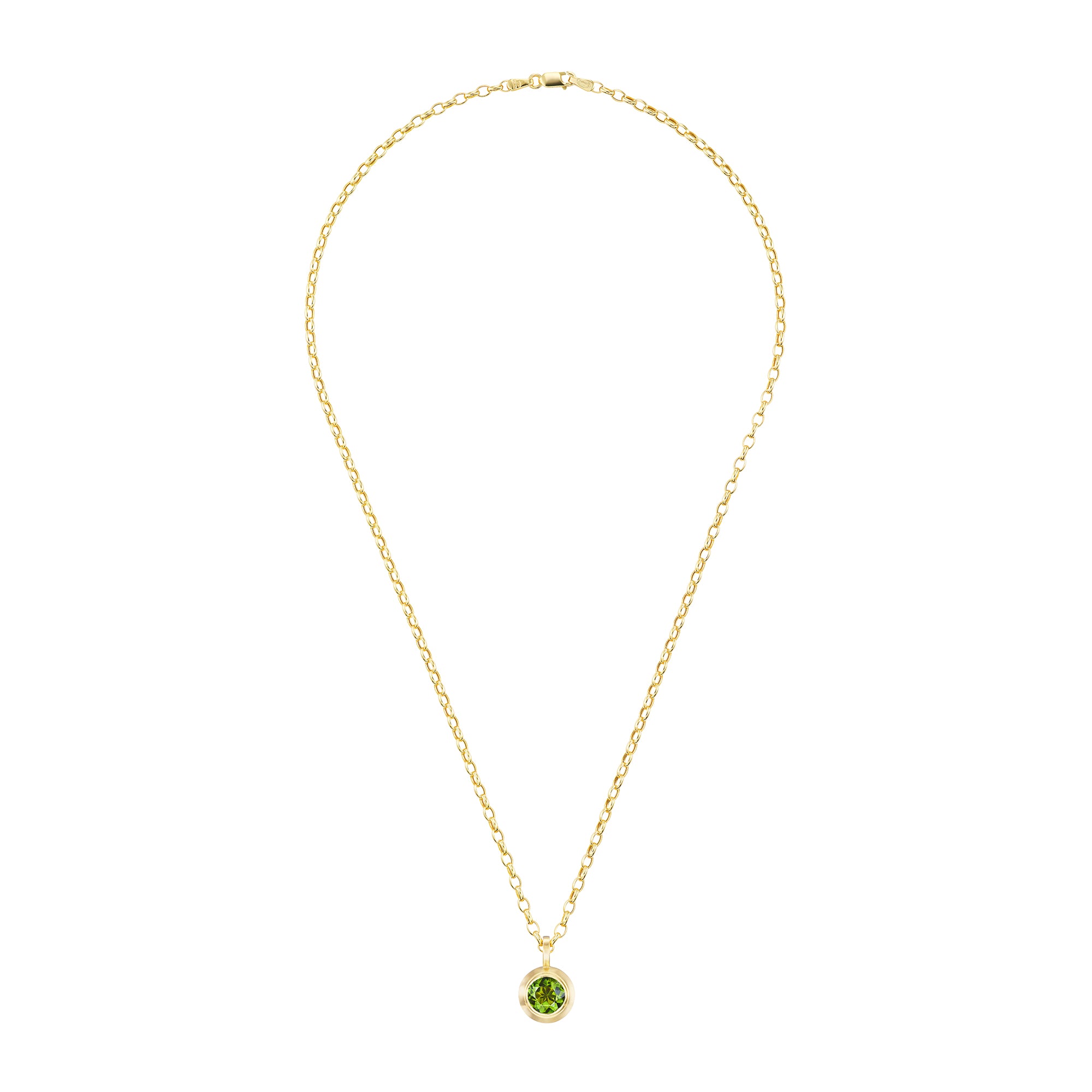 Green Tourmaline Round Pendant Necklace