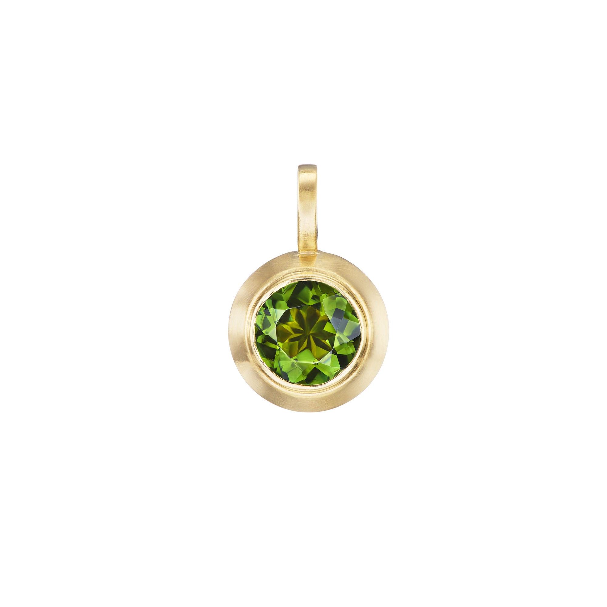 Green Tourmaline Round Pendant Necklace