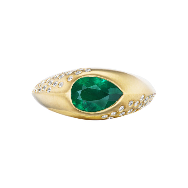 Iris Pear Emerald Ring