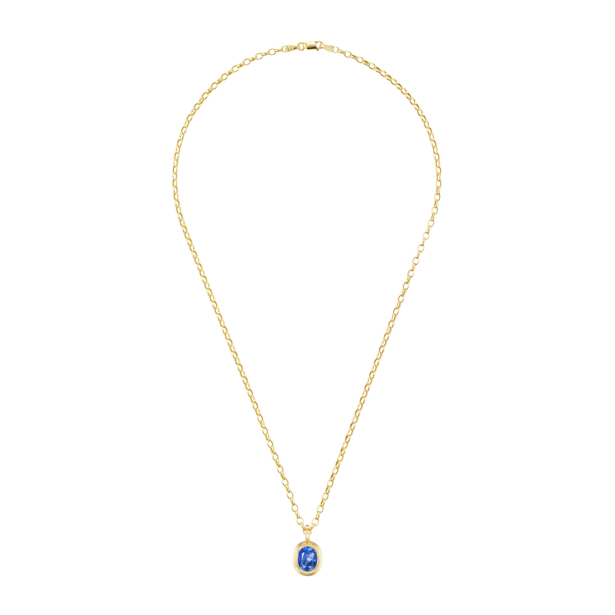 Sapphire Oval Pendant Necklace