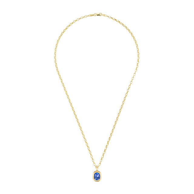 Sapphire Oval Pendant Necklace