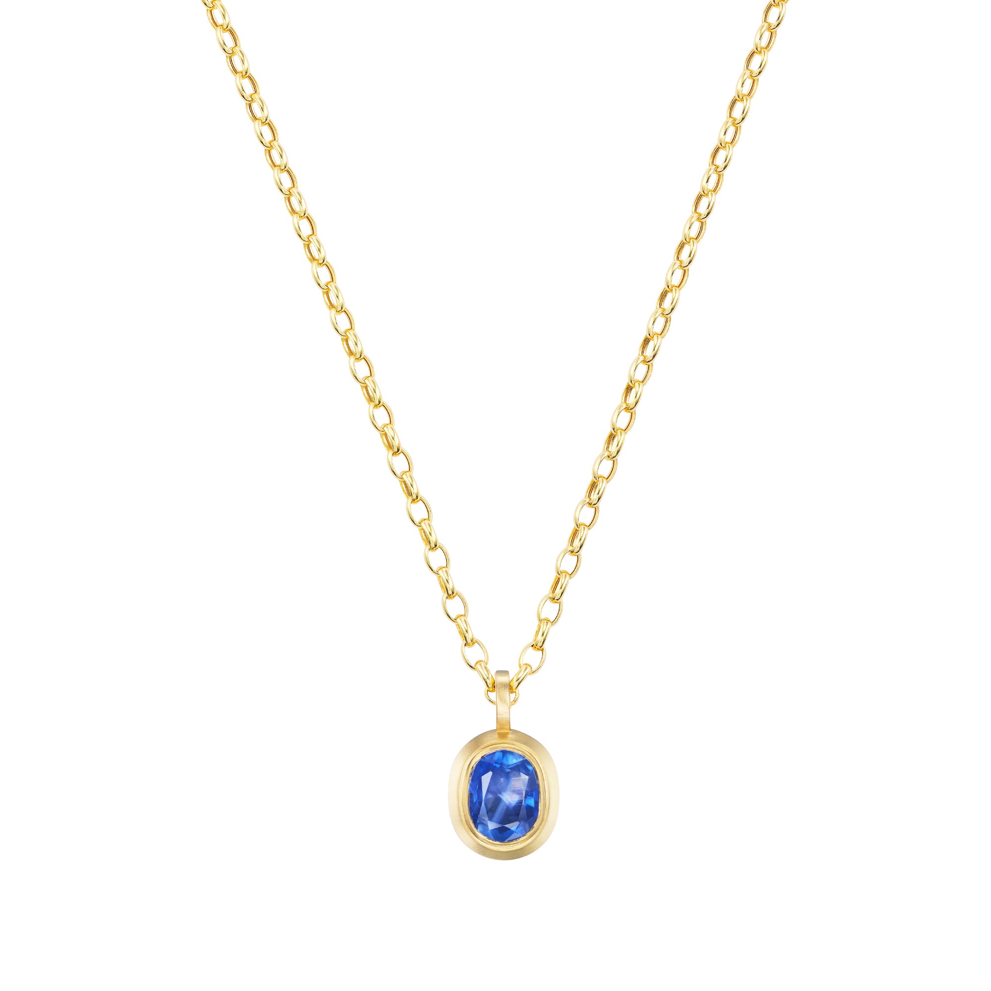 Sapphire Oval Pendant Necklace