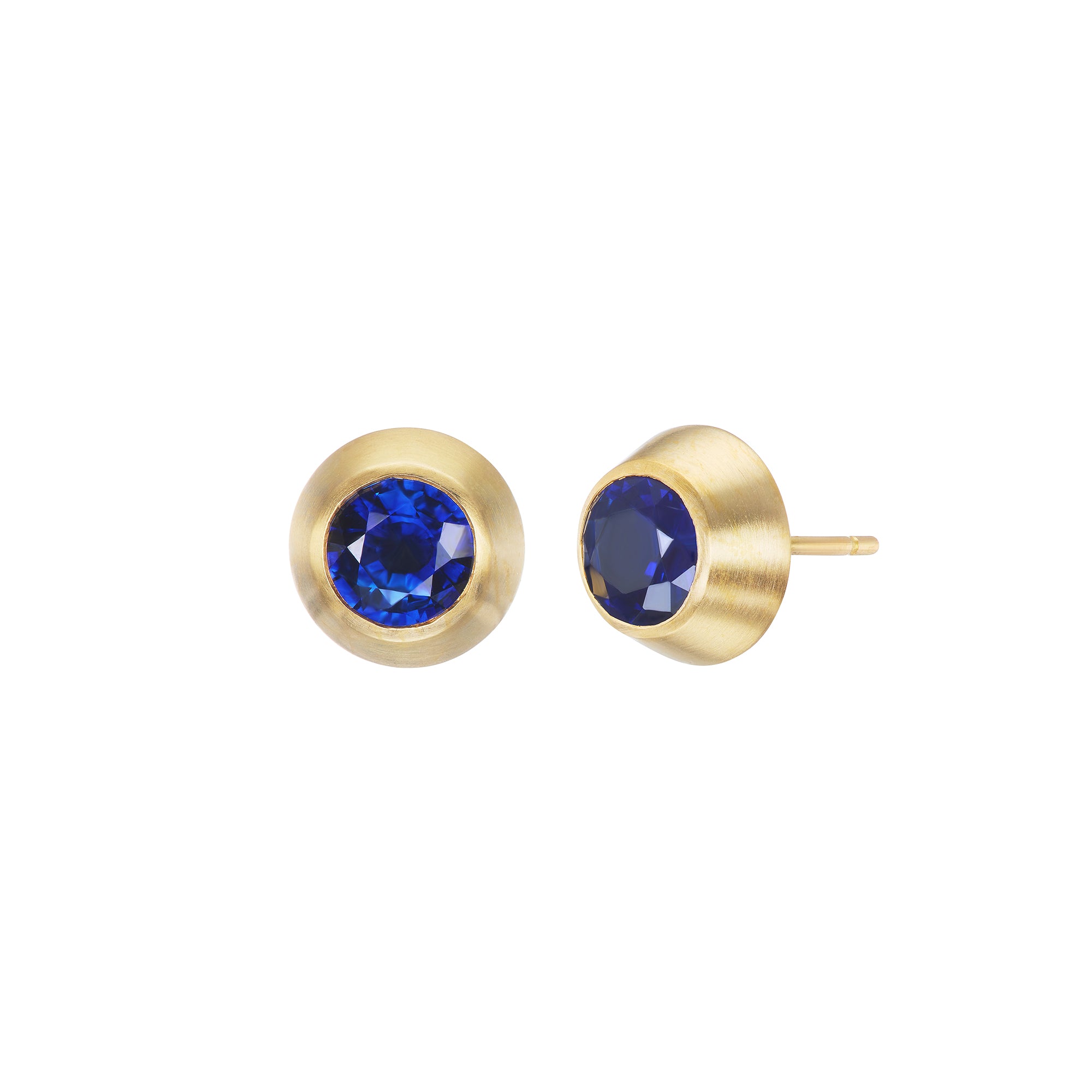 Sapphire Round Stud Earrings