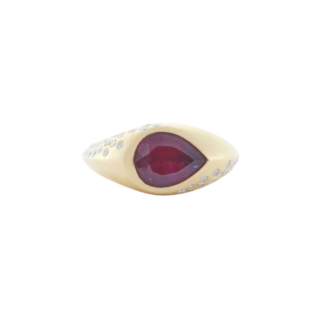 Pear Tourmaline Signet Ring
