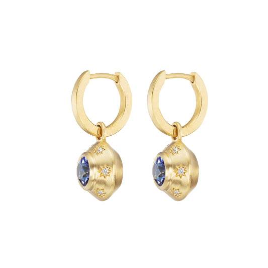 Tanzanite Star Drop Hoops