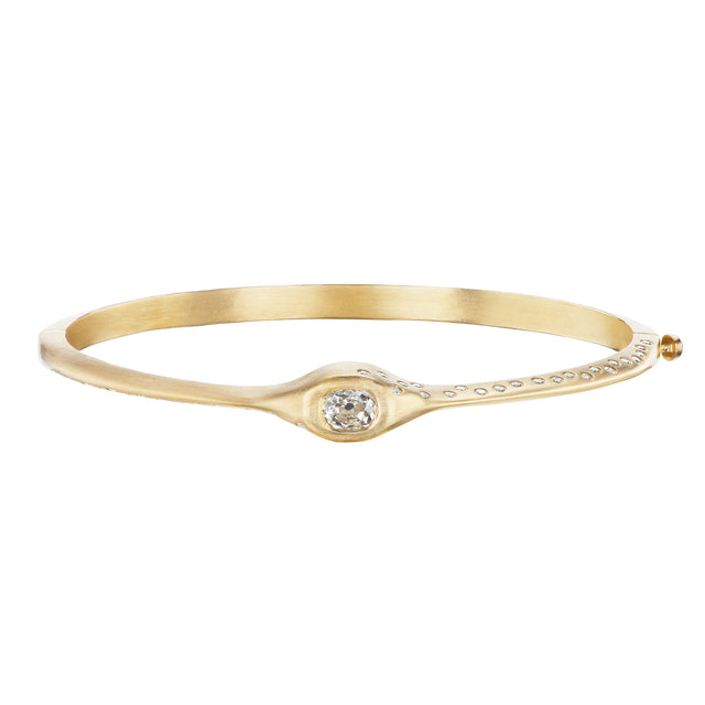 Old Mine Cut Diamond Bangle Bracelet
