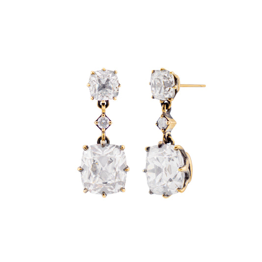 Lab Grown Diamond Old Mine Cut Drop Earrings - Main Img