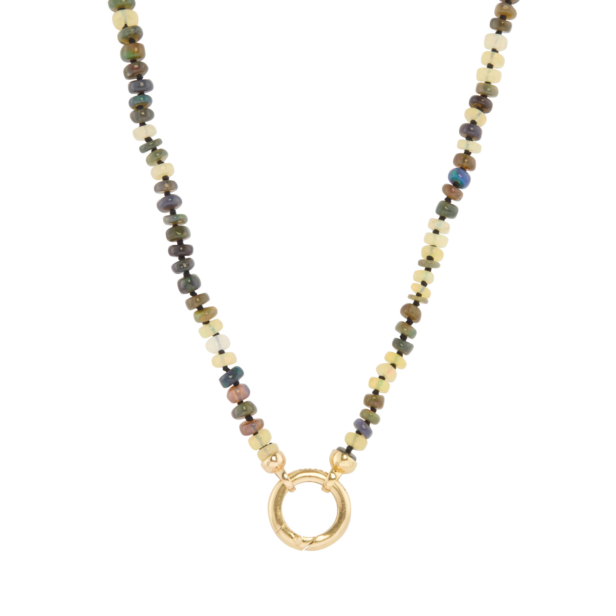Opal Beaded Necklace with Circle Clasp