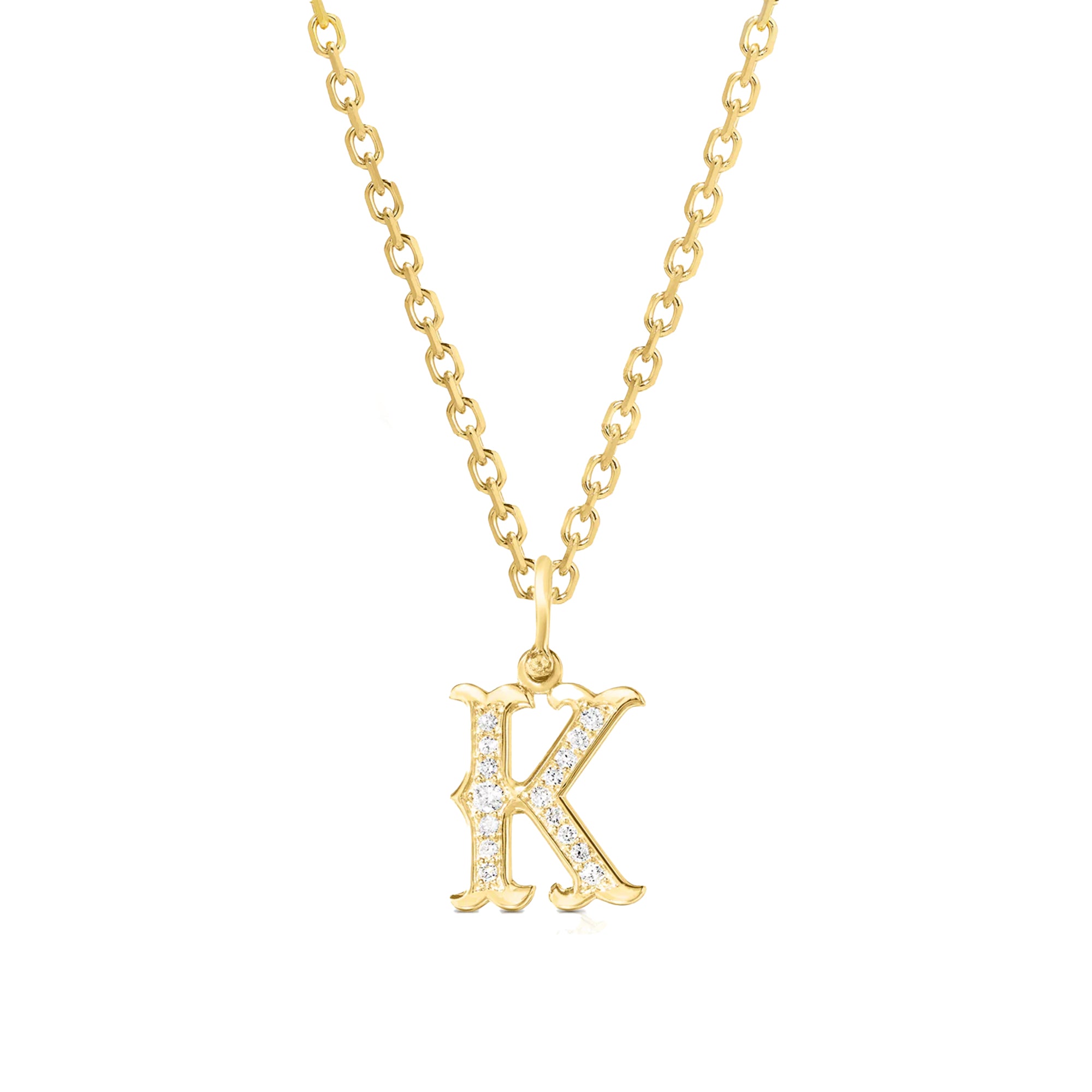 Western K Initial Diamond Pendant Necklace