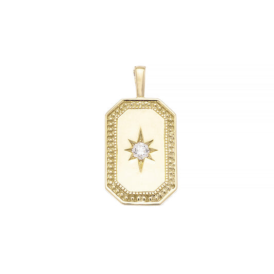 Celeste Tag Charm Necklace - Yellow Gold