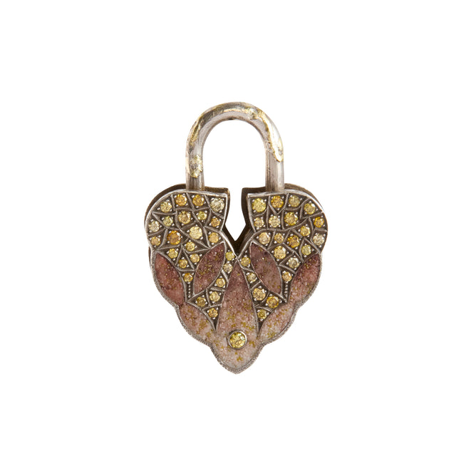 Fancy Diamond and Diamond Aspen Leaf Padlock Pendant