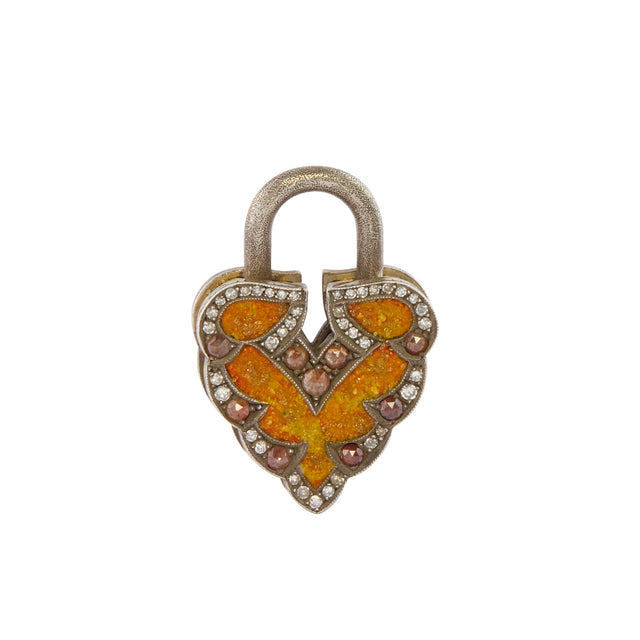 Sevan Bıçakçı Aspen Leaf Micro Mosaic Padlock - Charms & Pendants - Broken English Jewelry front view