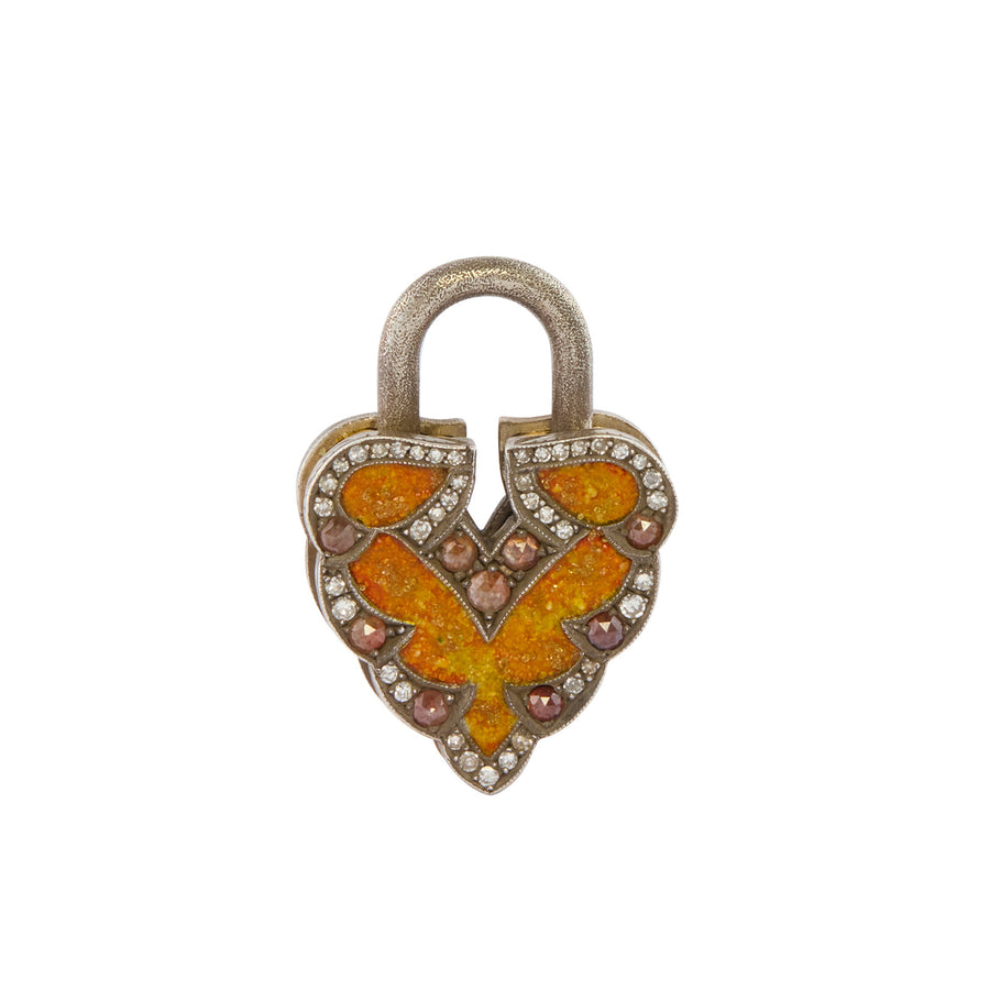 Sevan Bıçakçı Aspen Leaf Micro Mosaic Padlock - Charms & Pendants - Broken English Jewelry front view