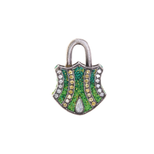 Green Micro Mosaic Shield Padlock - Main Img