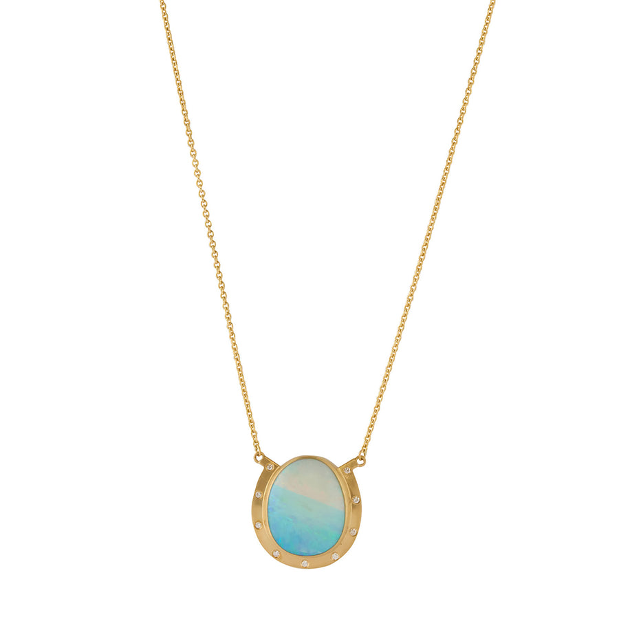 Annette Ferdinandsen Paloma Lucky Horseshoe Necklace - Large Opal and Diamond - Necklaces - Broken English Jewelry