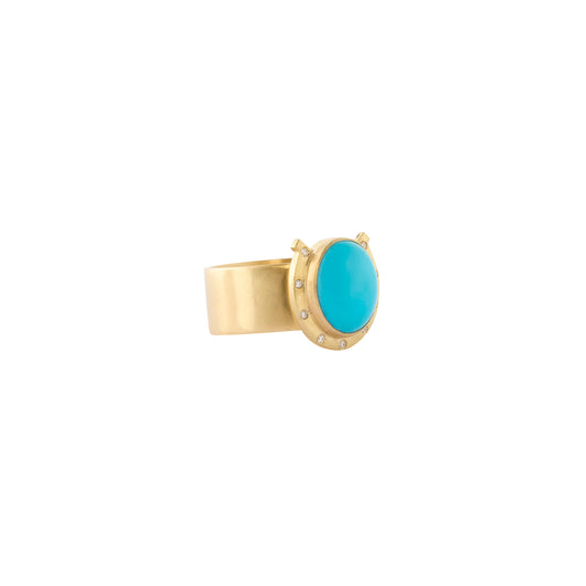 Sleeping Beauty Paloma Horseshoe Ring - Turquoise and Diamond