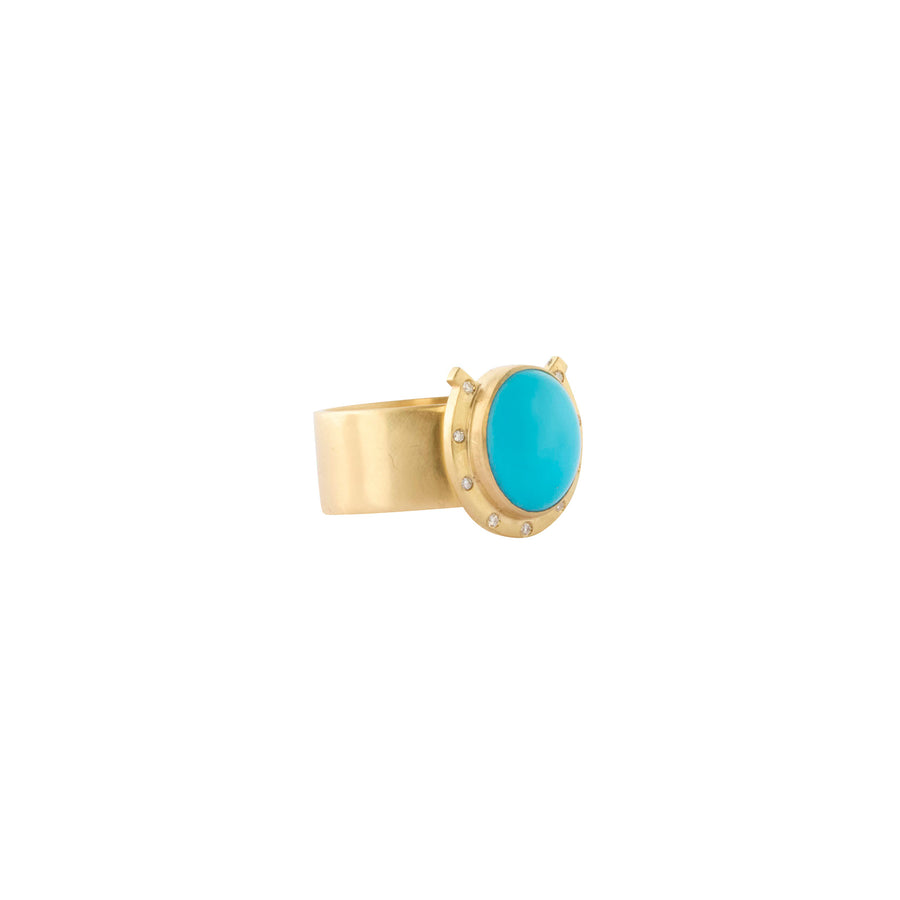 Annette Ferdinandsen Sleeping Beauty Paloma Horseshoe Ring - Turquoise and Diamond - Rings - Broken English Jewelry