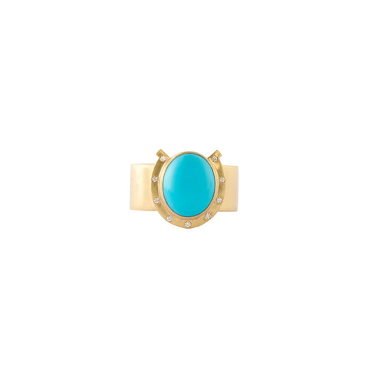 Sleeping Beauty Paloma Horseshoe Ring - Turquoise and Diamond - Main Img