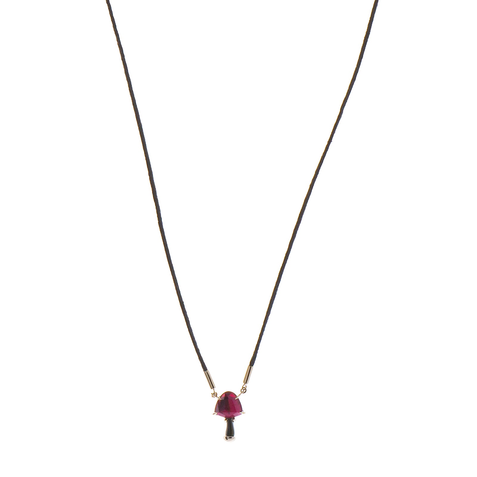 Ara Vartanian Rubellite Mushroom Pendant Necklace front view