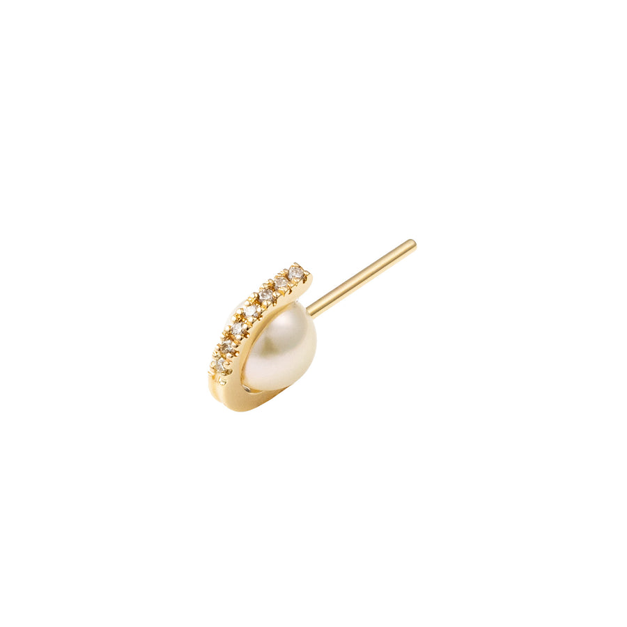 Hirotaka Beluga Pearl Diamond Earring - Earrings - Broken English Jewelry front angled view