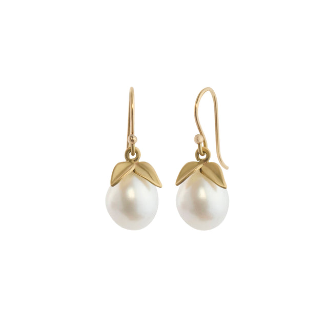 White Pearl Pear Drop Earrings