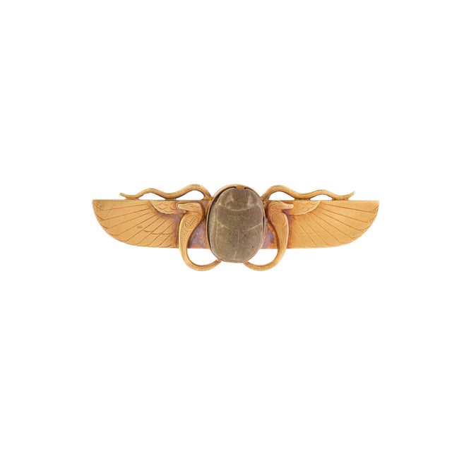 Stone Scarab Brooch