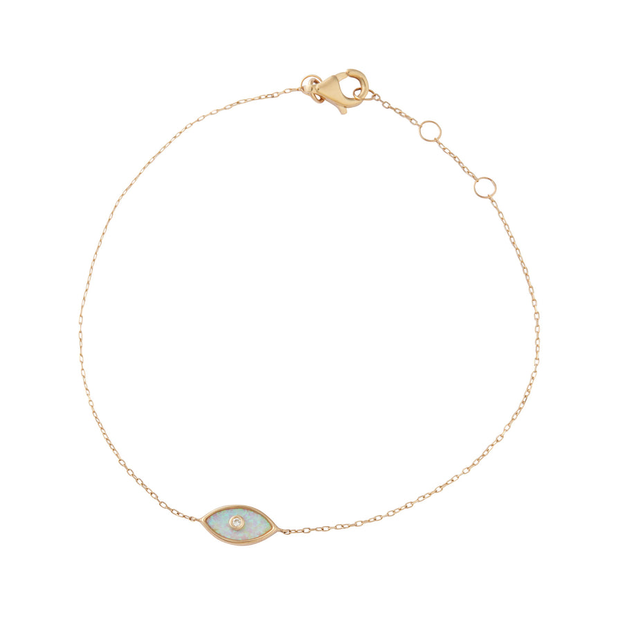 Pamela Love Adjustable Diamond and Gilson Opal Inlay Eye Bracelet - Bracelets - Broken English Jewelry, top view