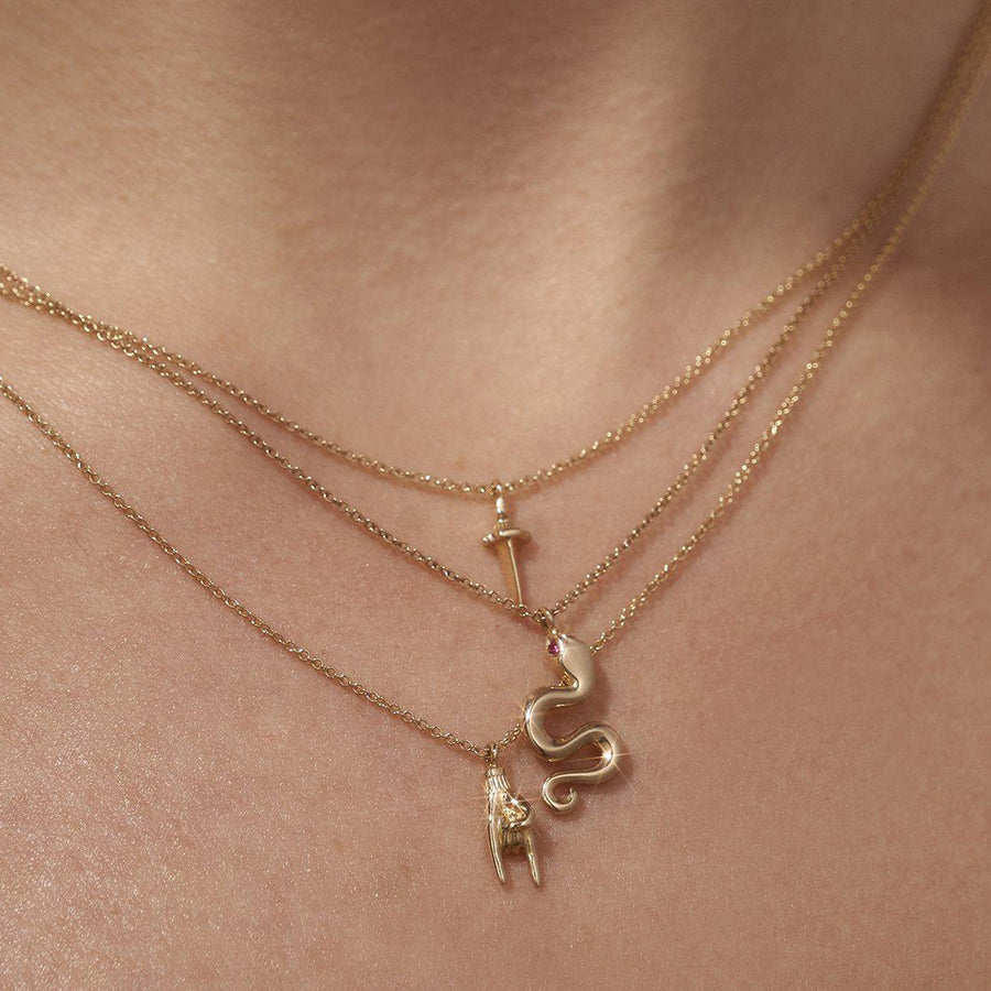 Pamela Love Ruby Serpent Pendant Necklace - Necklaces - Broken English Jewelry, on model