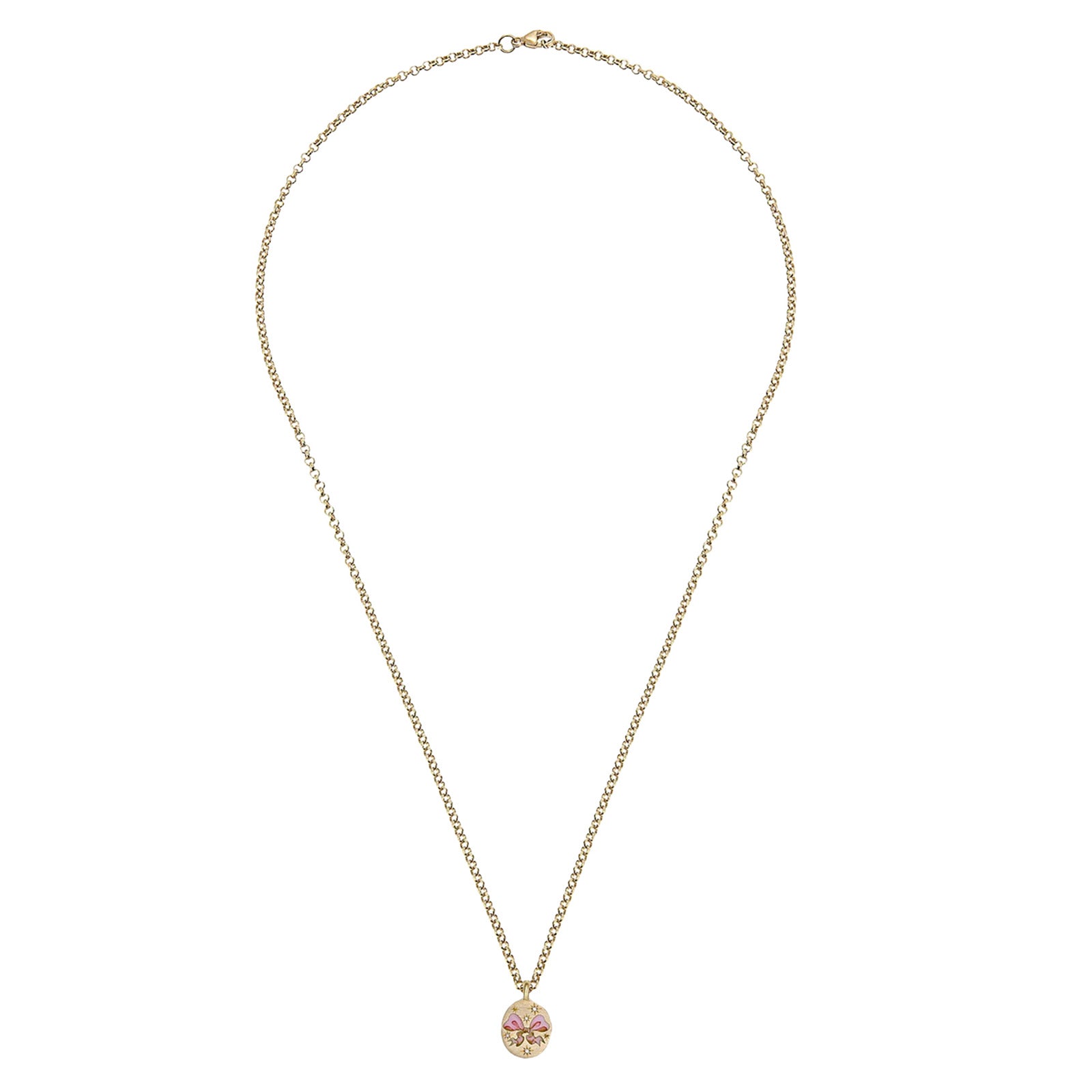 Cece Pretty N' Pink Rococo Ribbon Pendant Necklace - Necklaces - Broken English Jewelry top view