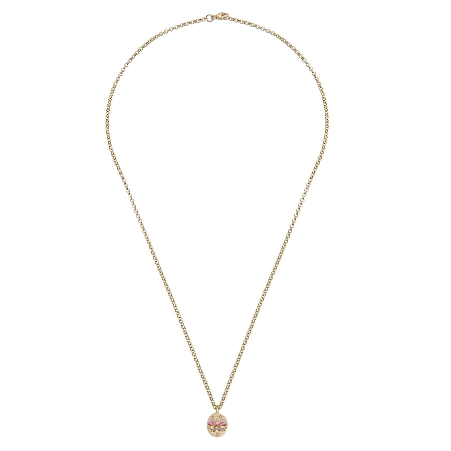 Cece Pretty N' Pink Rococo Ribbon Pendant Necklace - Necklaces - Broken English Jewelry top view
