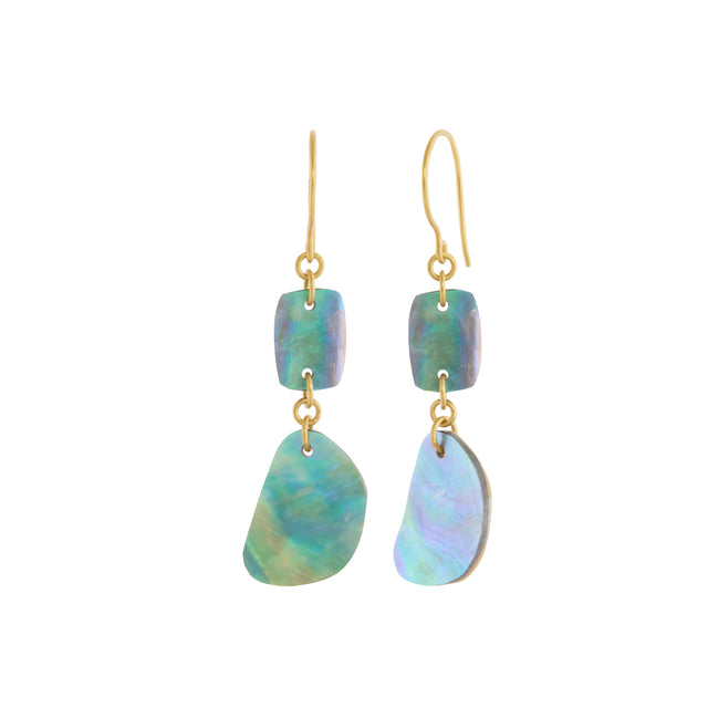 Pippa Small - Paua Shell Drill & Loop Beachcomber Double Drop Earrings