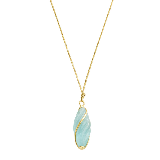 Aquamarine Ribbon Set Pendant Necklace
