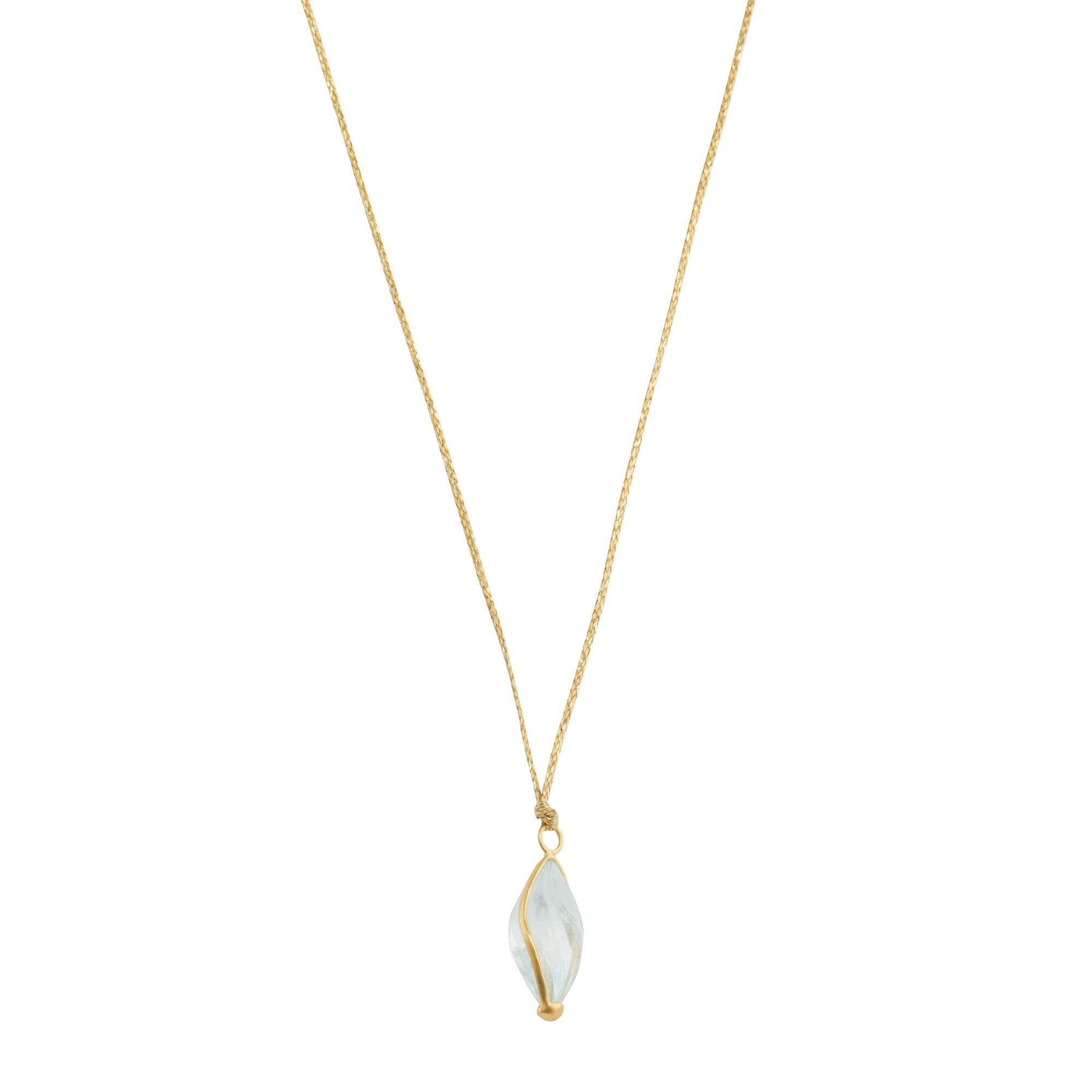 Aquamarine Ribbon Set Pendant Necklace