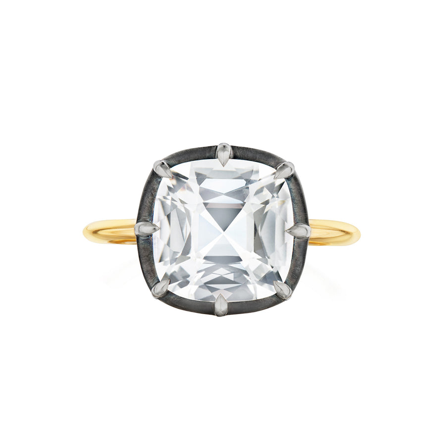 Fred Leighton Collet Cushion-Cut Ring - White Topaz - Rings - Broken English Jewelry front view