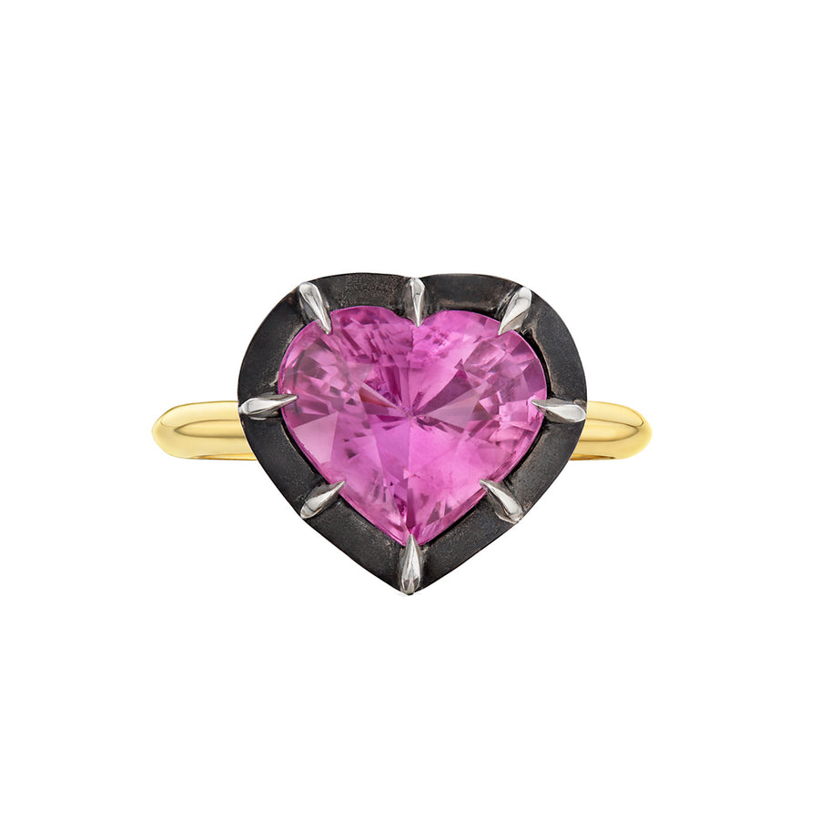 Fred Leighton Collet Heart-Shaped Ring - Pink Sapphire - Rings - Broken English Jewelry front view