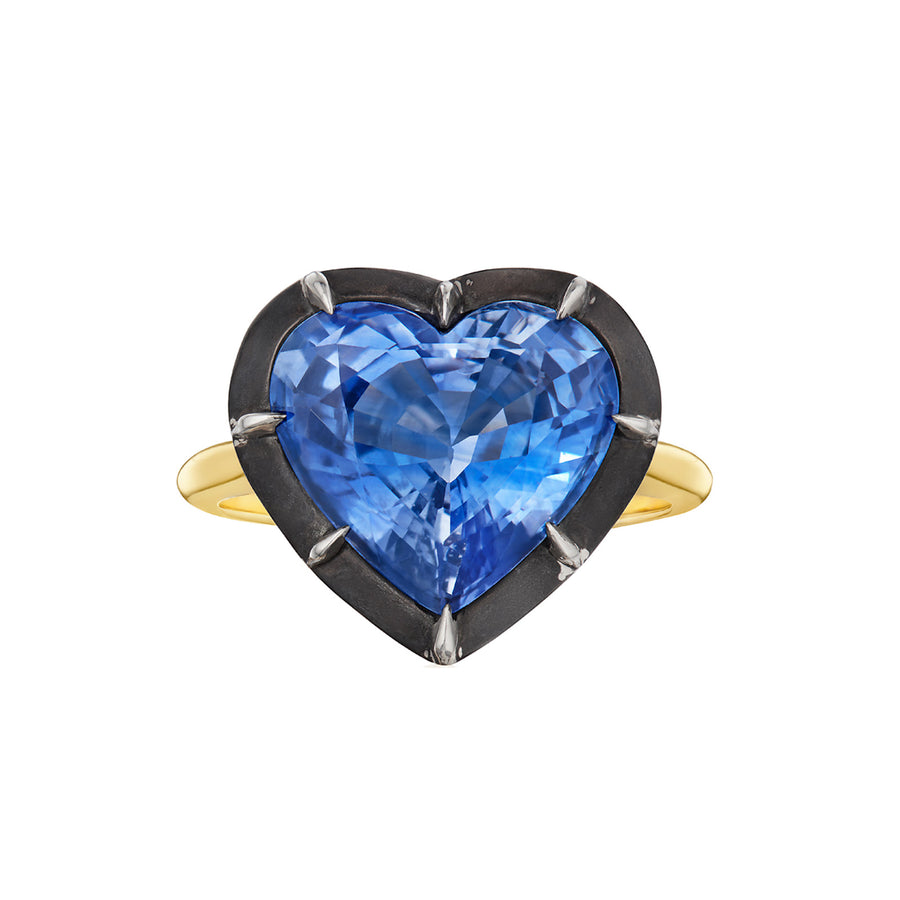 Fred Leighton Collet Heart-Shaped Ring - Blue Sapphire - Rings - Broken English Jewelry front view