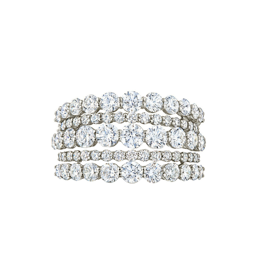 Kwiat Lyric Five Row Diamond Ring - White Gold - Broken English Jewelry front view