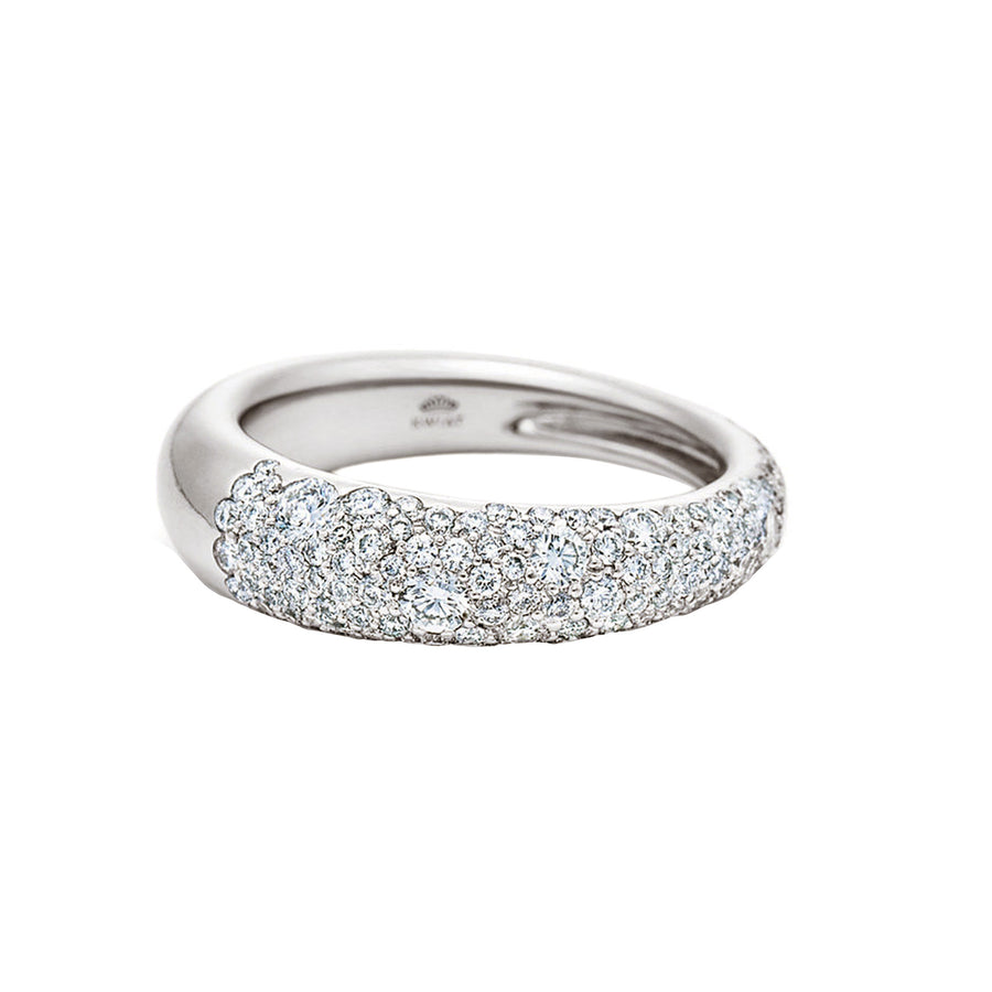 Cobblestone Band Ring with Pavé Diamonds - White Gold - Broken English Jewelry front view