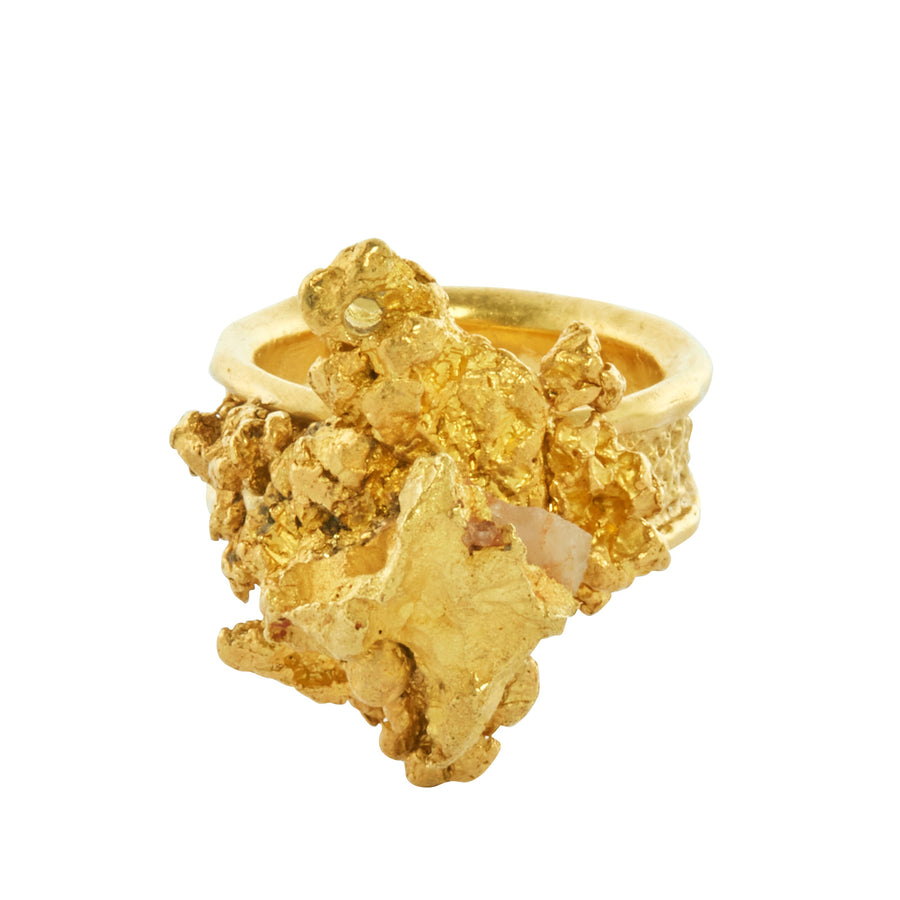 Lisa Eisner Jewelry Eros Gold Nugget Ring - Rings - Broken English Jewelry front view
